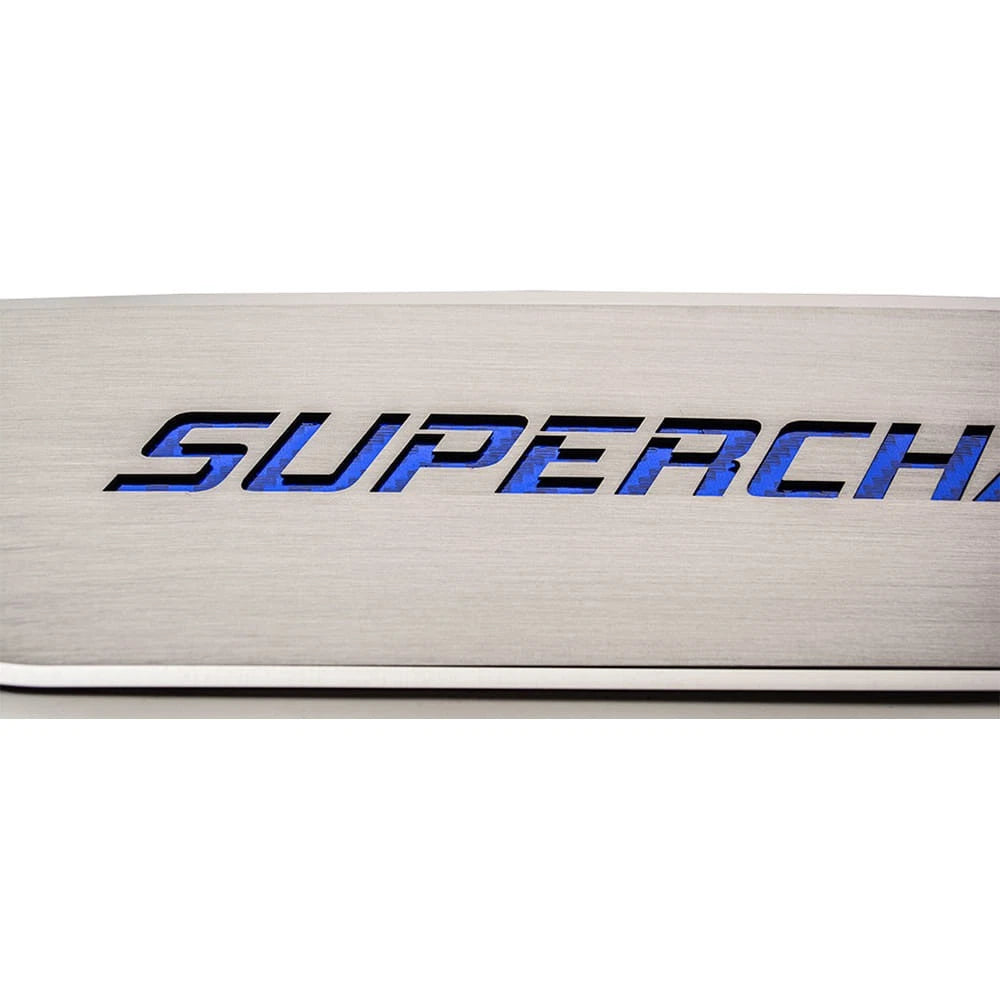 Front Door Badge Set with Yellow Carbon Fiber Supercharged Inlay for Charger (2011–2015)