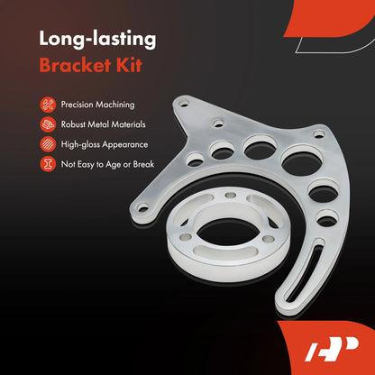 2X Aluminum Polished Alternator Bracket Kit for Chevy (Long Water Pump)