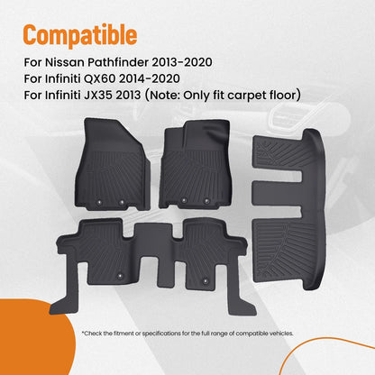 Floor Mats for Nissan Pathfinder Infiniti QX60 (2013–2020) TPE Waterproof