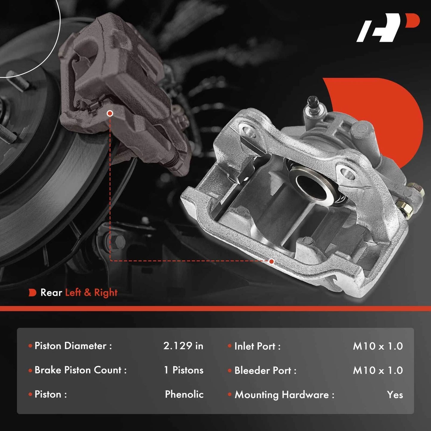 2X Rear Brake Caliper with Bracket for Chevrolet Silverado 1500 (2007–2018)