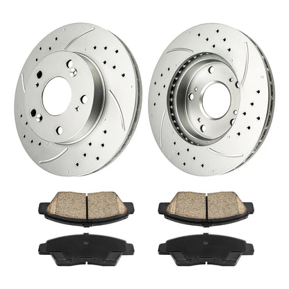 Front Drilled Slotted Rotors Ceramic Pads Kit for Honda CR-Z (2011–2015)