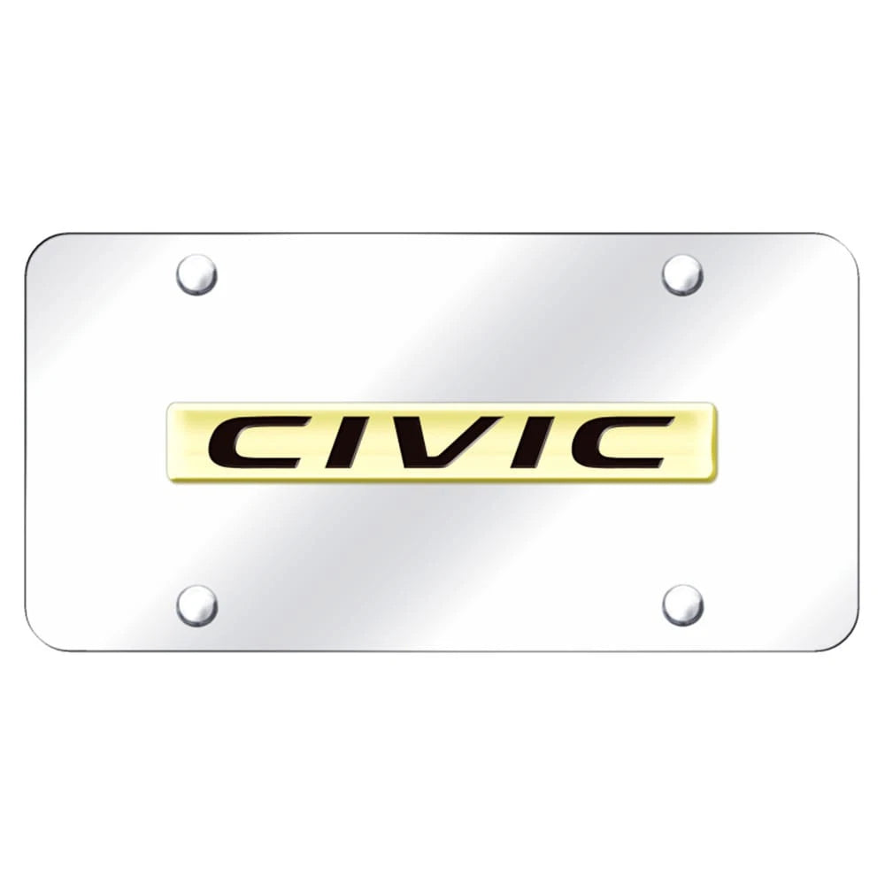 Gold Name on Chrome License Plate - Officially Licensed for Honda Civic