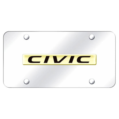 Gold Name on Chrome License Plate - Officially Licensed for Honda Civic