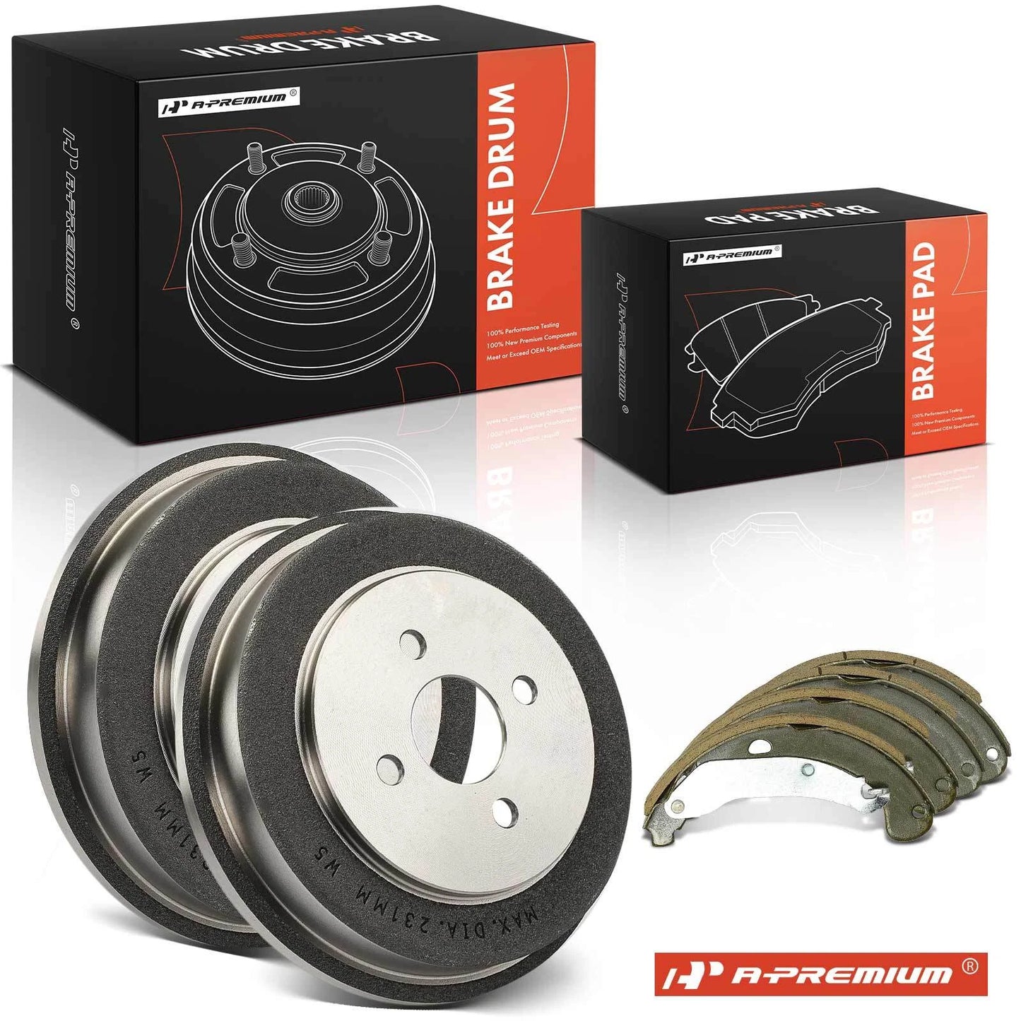 Brake Drums and Ceramic Brake Shoes for Chevy Cobalt, Pontiac G5 (2005–2008)