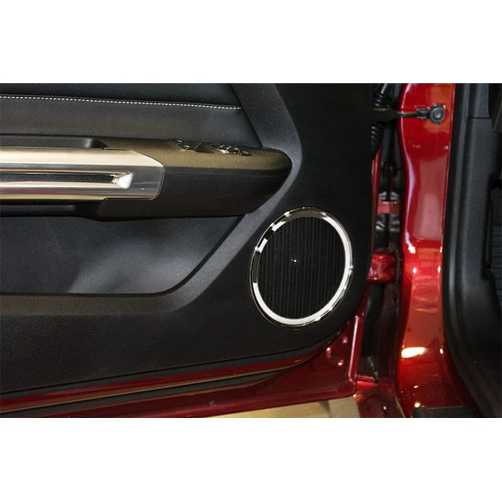Door Speaker Trim Polished Stainless Steel Kit for 2015-2016 Ford Mustang
