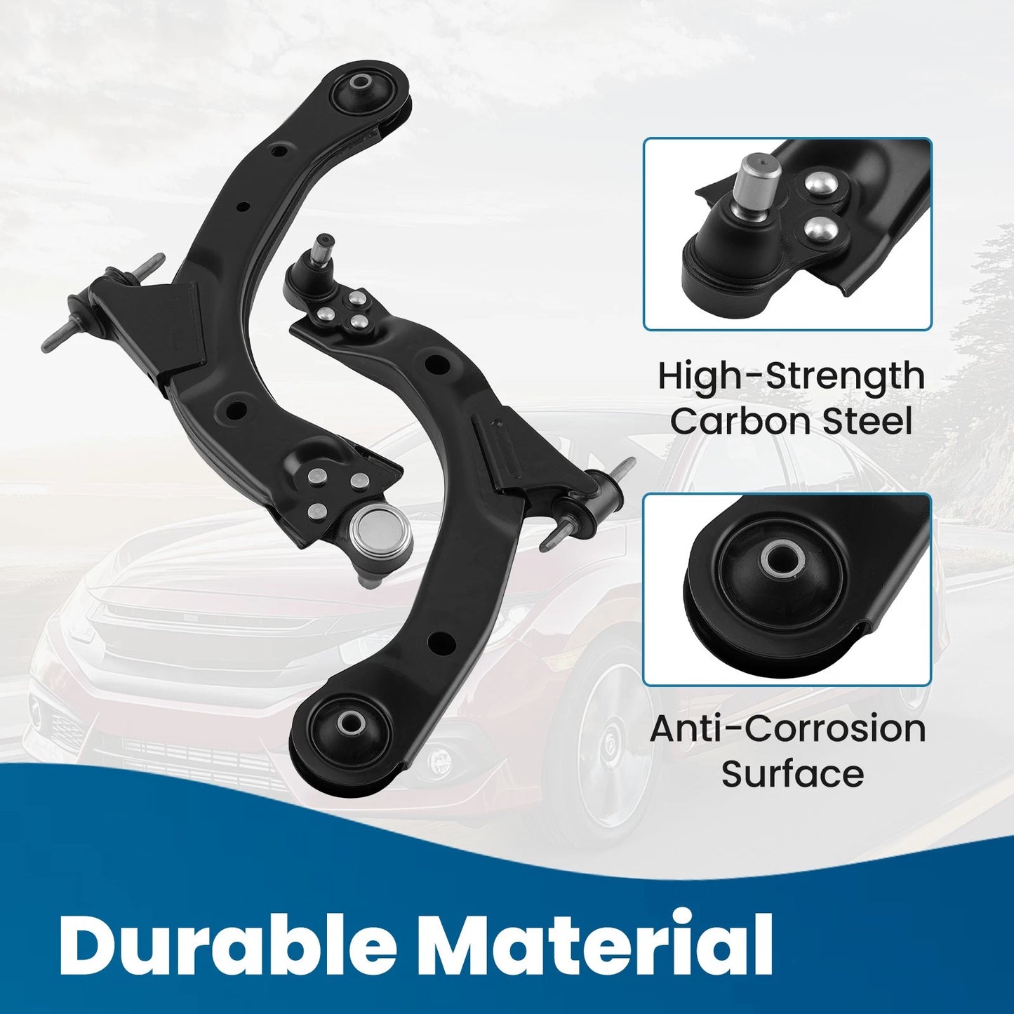 8-Piece Front Lower Control Arms Sway Bars Tie Rods Kit for 2006-2011 Chevrolet HHR