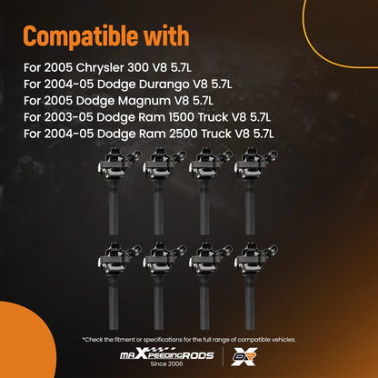 8PC Ignition Coil Pack for Dodge Ram 1500–3500 and Durango (2003–2005)