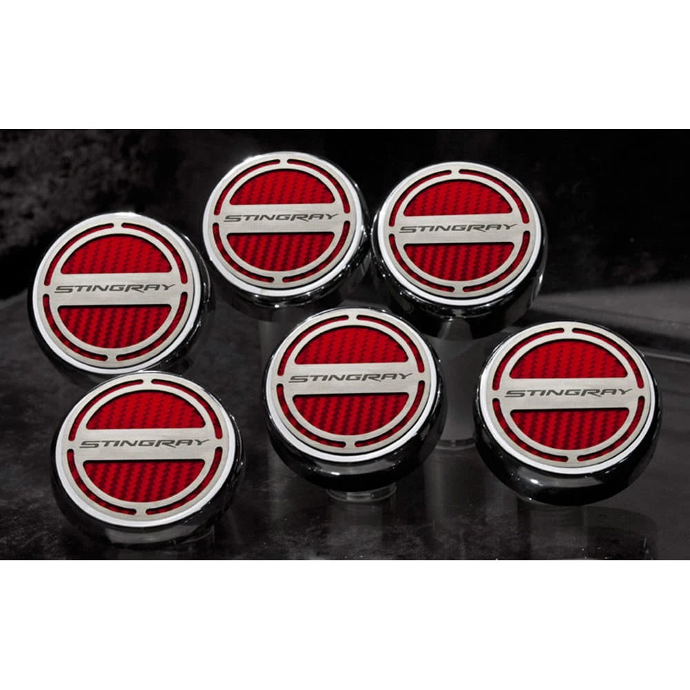 Chrome Cap Covers with Yellow CF Inlay for Chevrolet Corvette Z06 (2014–2019)