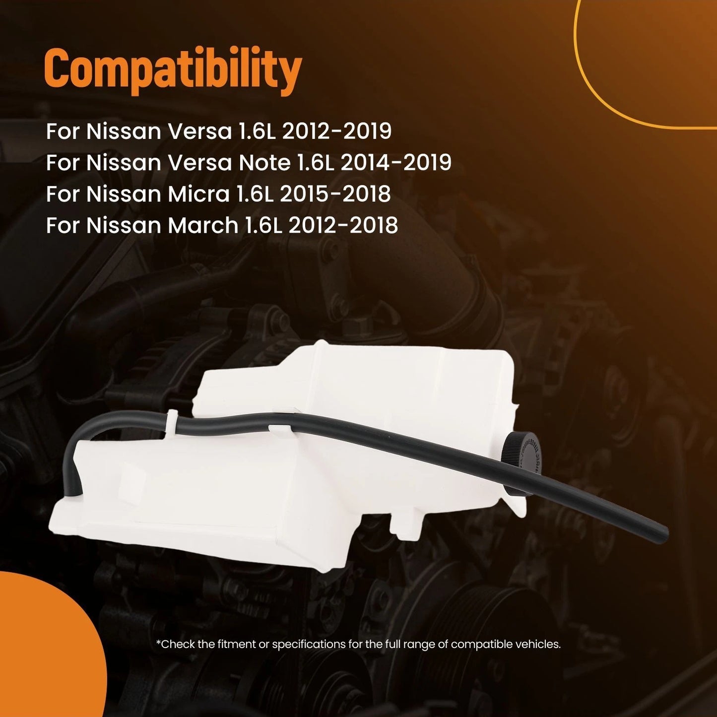 Coolant Reservoir Tank with Cap for Nissan March Micra Versa (2012–2019)