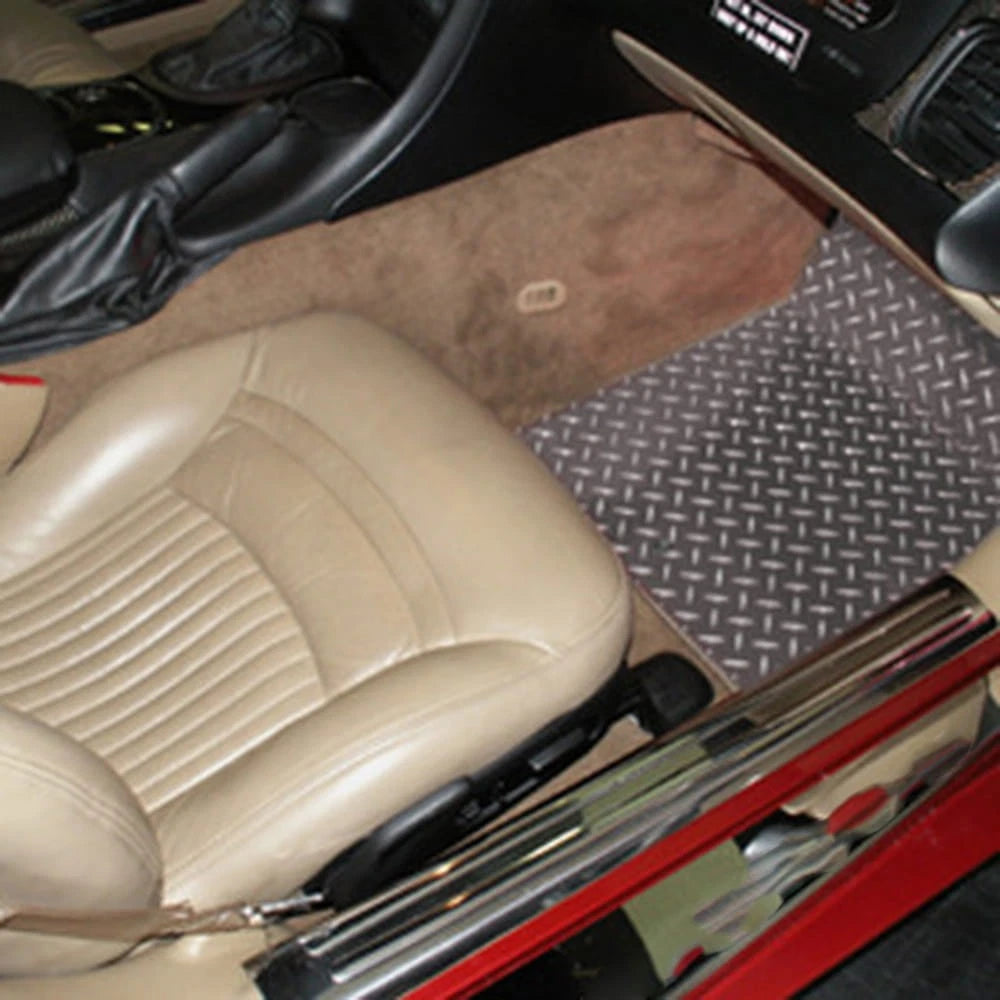 2pc Polished Aluminum Diamond Plate Show Floor Mats for 2000 Chevy Corvette C5