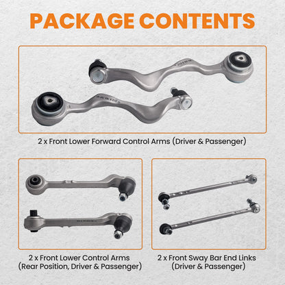 6pc Front Lower Control Arm Set for BMW 335i (2013–2013)