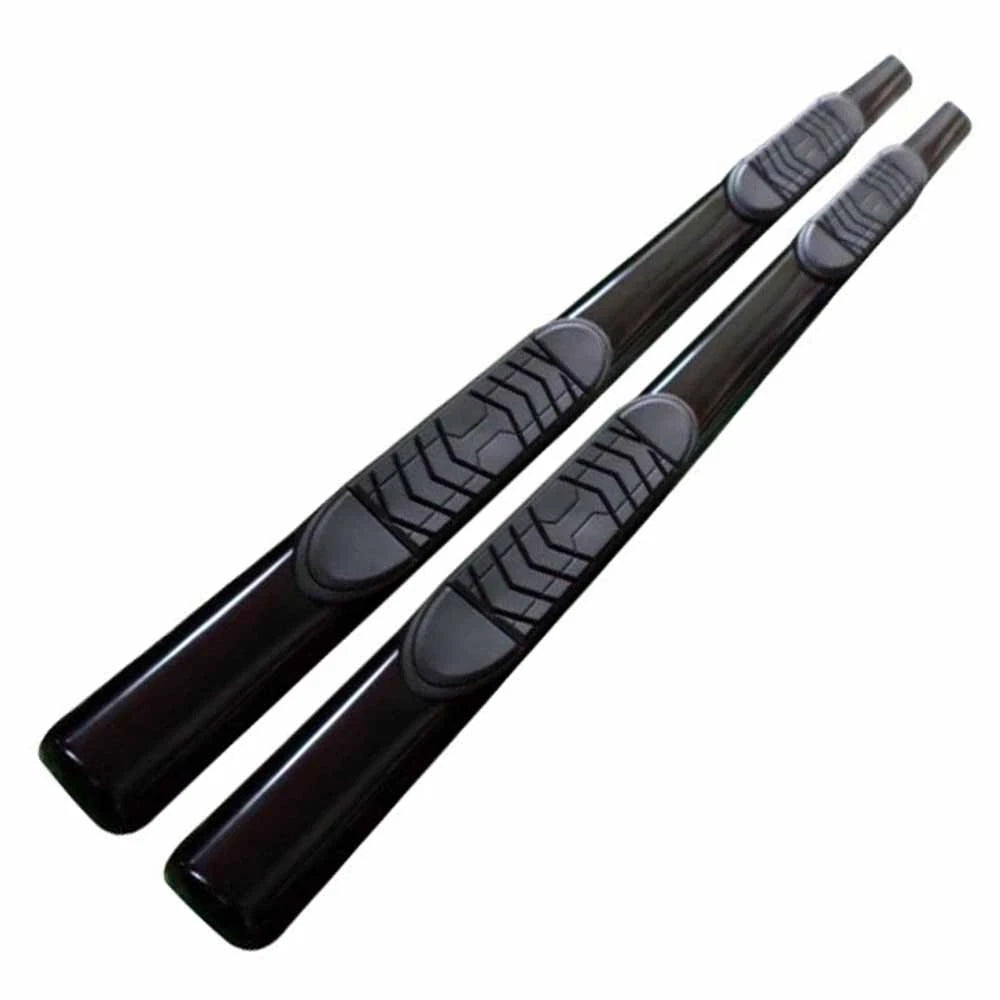 Black 5in Oval Straight Tube w/Step Pads Step Nerf Bar for 2019 Ram 1500 Ext Cab