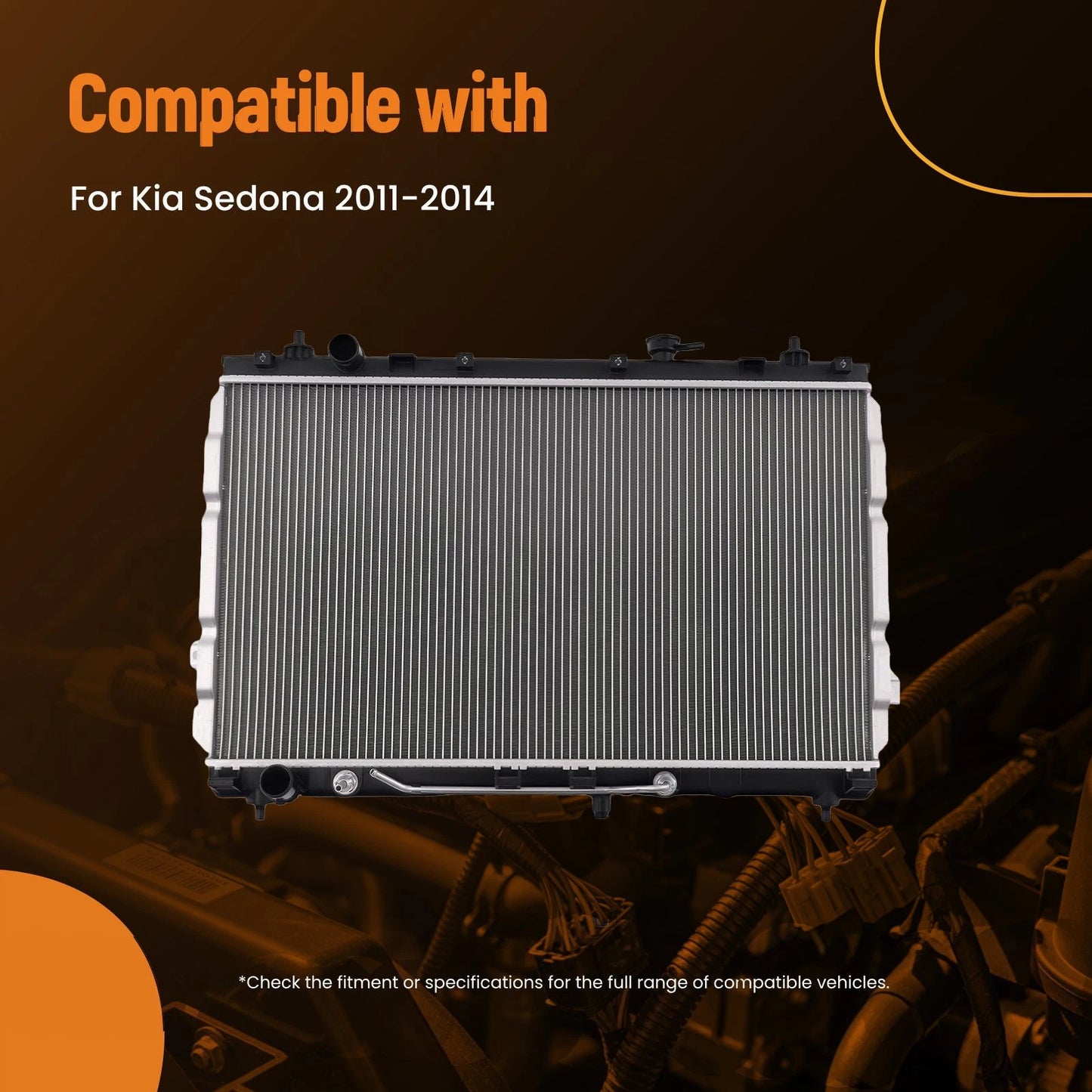 Cooling Radiator for Kia Sedona 2011–2014 Direct Fit AT Transmission