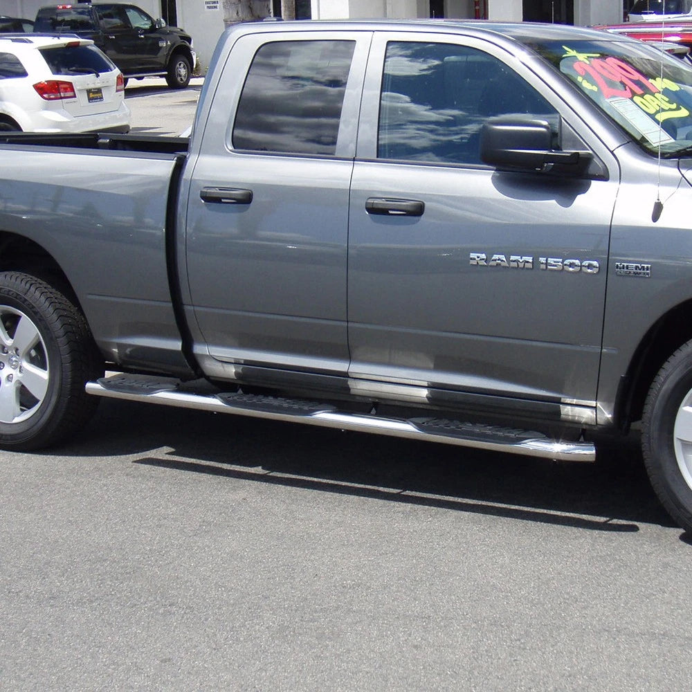 5in Nerf Bar Step Bar w/Polished Steel Oval for 2009-2019 Ram 1500 Ext Cab