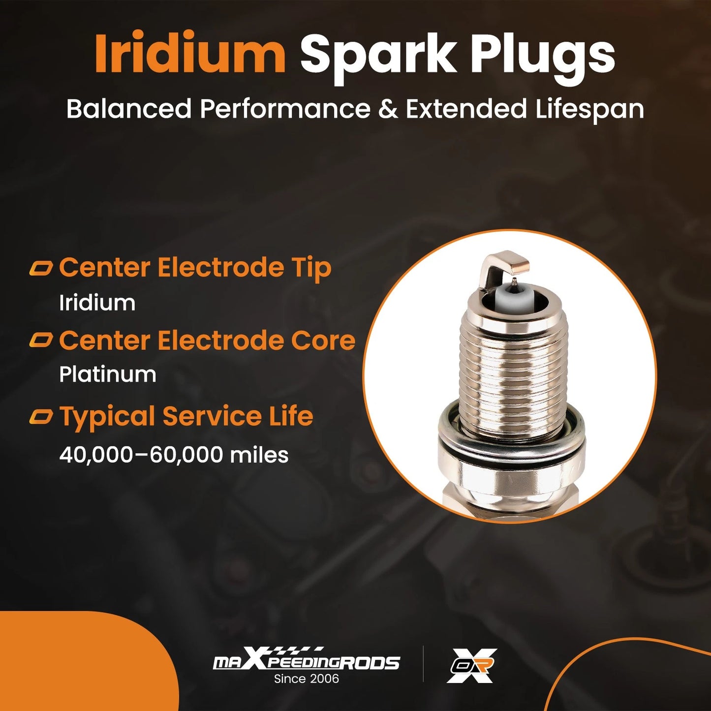 Iridium Spark Plugs for Audi R8 2011–2017 (PFR7S8EG)