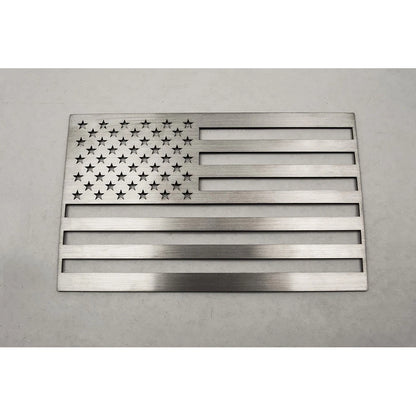 1pc Brushed Stainless Steel Driver Side Flag Emblem - ACC3742
