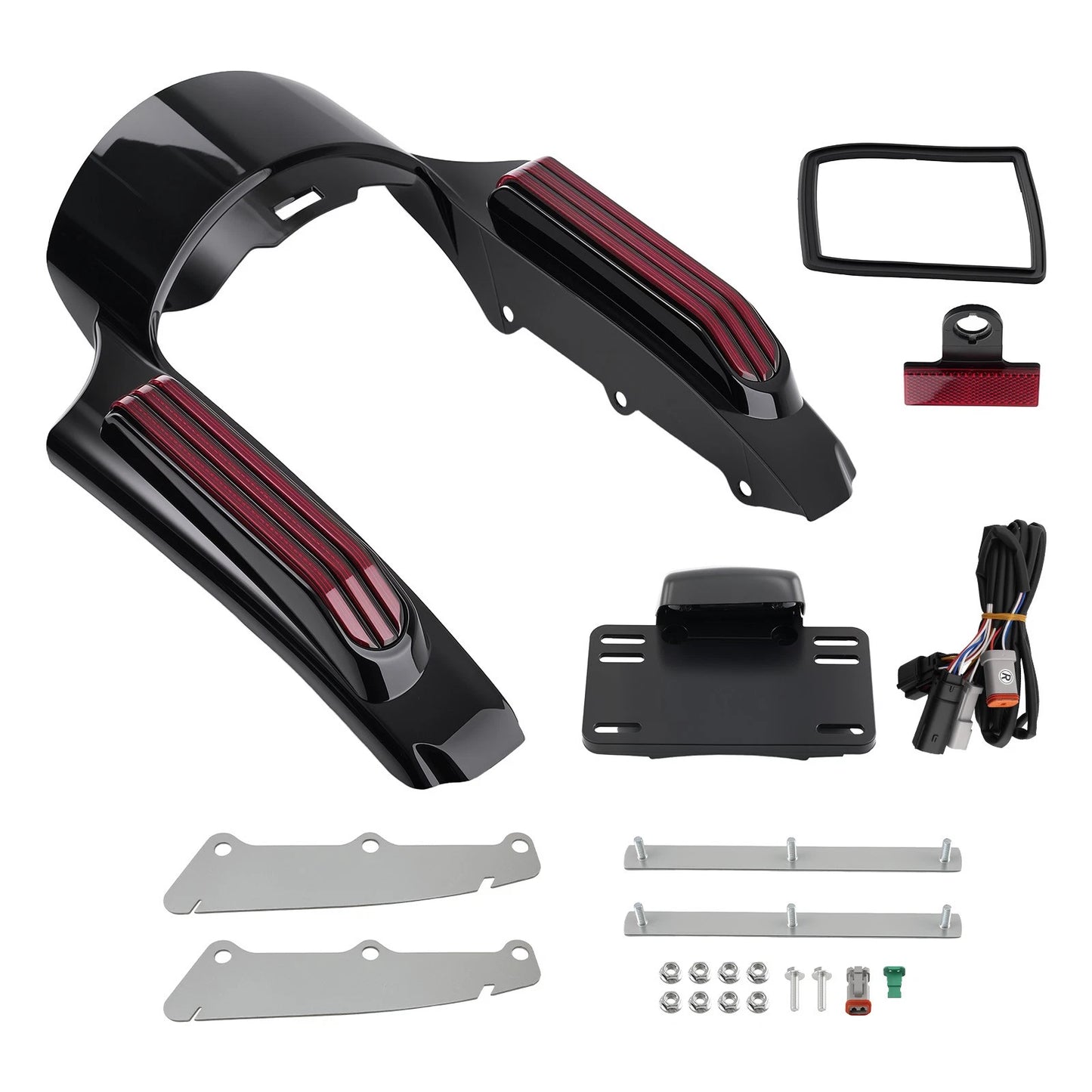 Black Rear Fender LED Light Fascia for Harley Touring (2014–2021) ABS