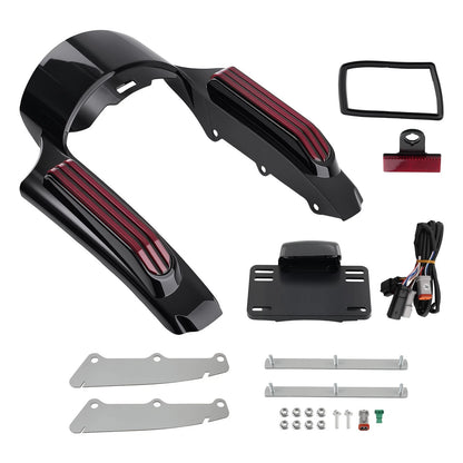 Black Rear Fender LED Light Fascia for Harley Touring (2014–2021) ABS