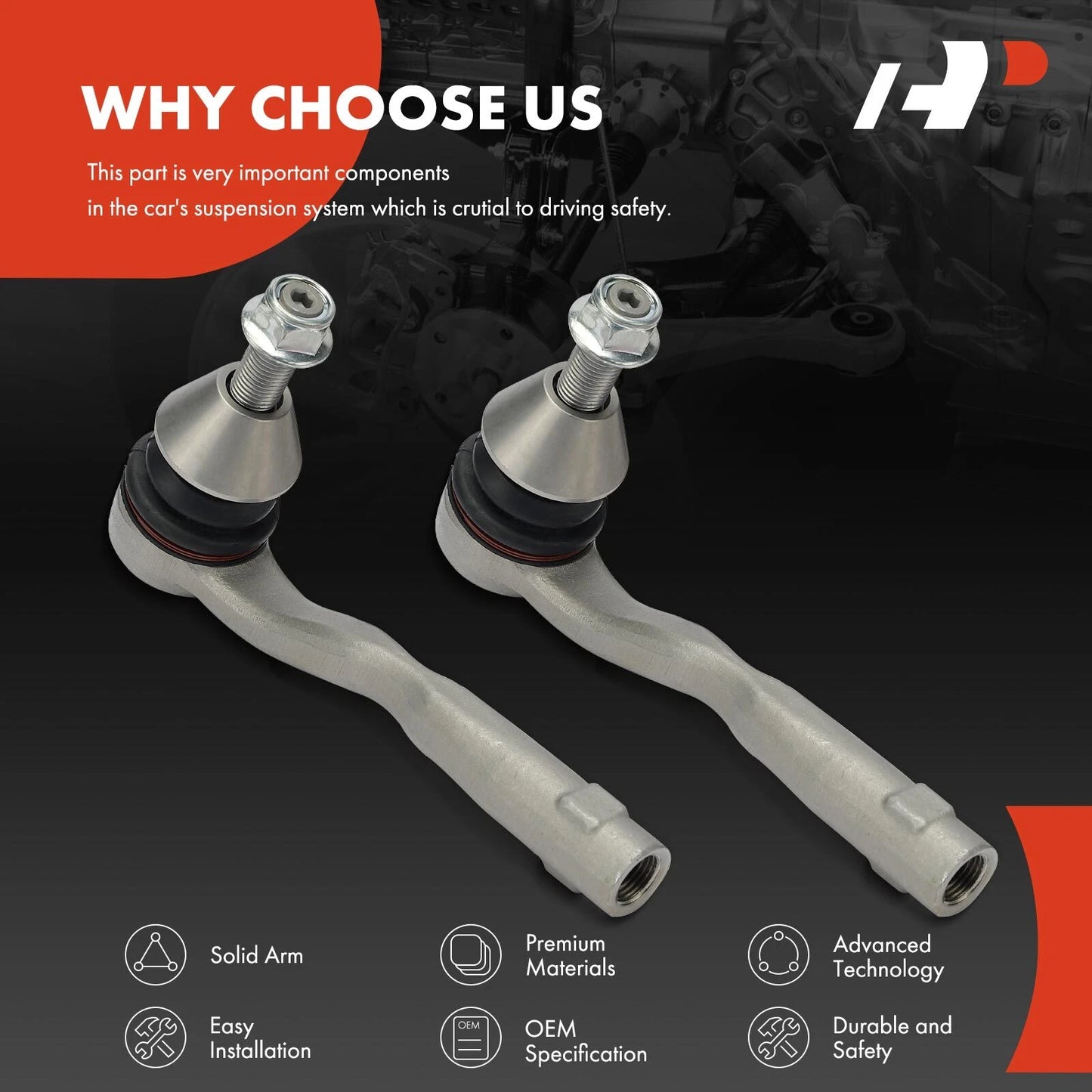 2X Front Outer Tie Rod End for Mercedes-Benz GLE400 (2016–2019)