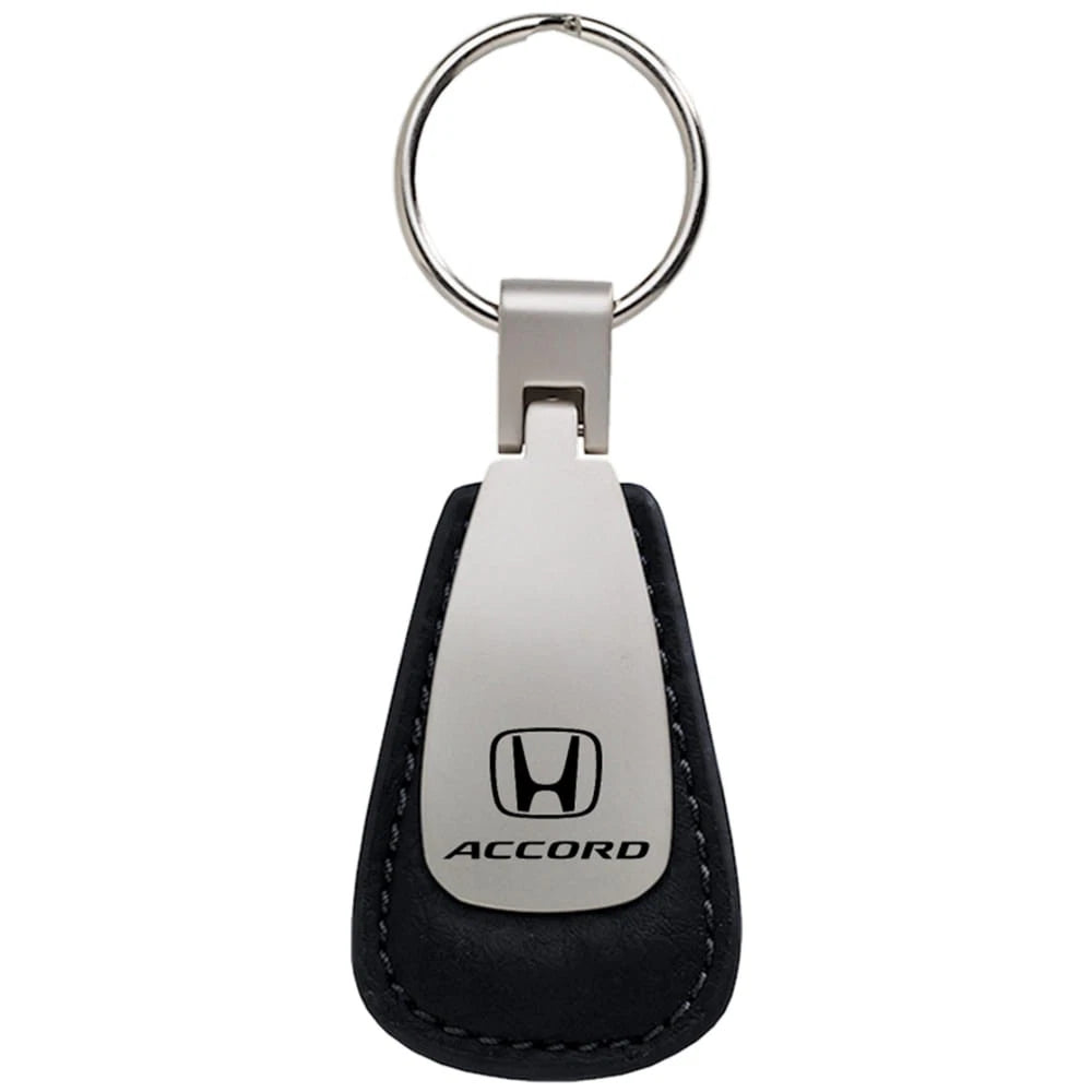 Black Leather Teardrop Keychain - Officially Licensed for Honda Accord