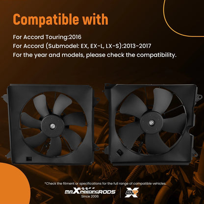 2PCS Electric Cooling Fan for Honda Accord Touring (2016–2017)