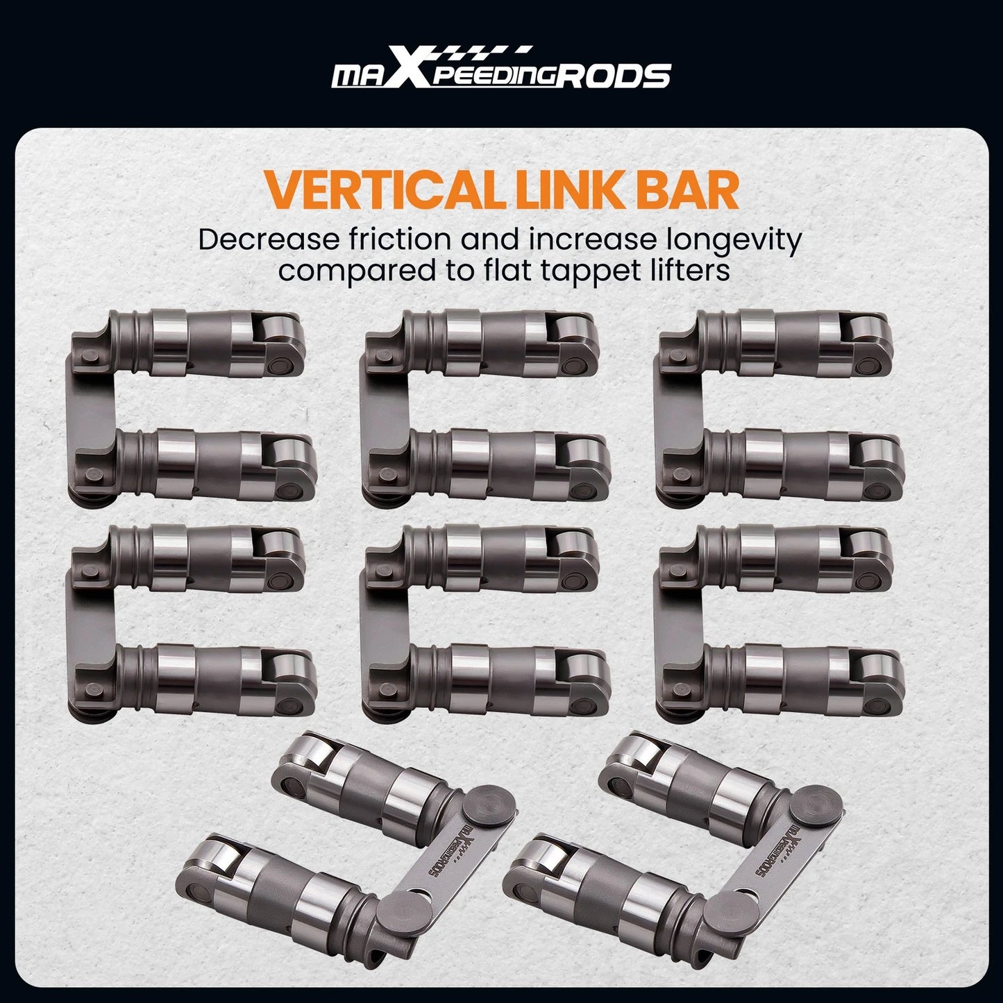 Hydraulic Roller Lifters w/ Link Bar for Ford SBF (221–400) (1965–1969)