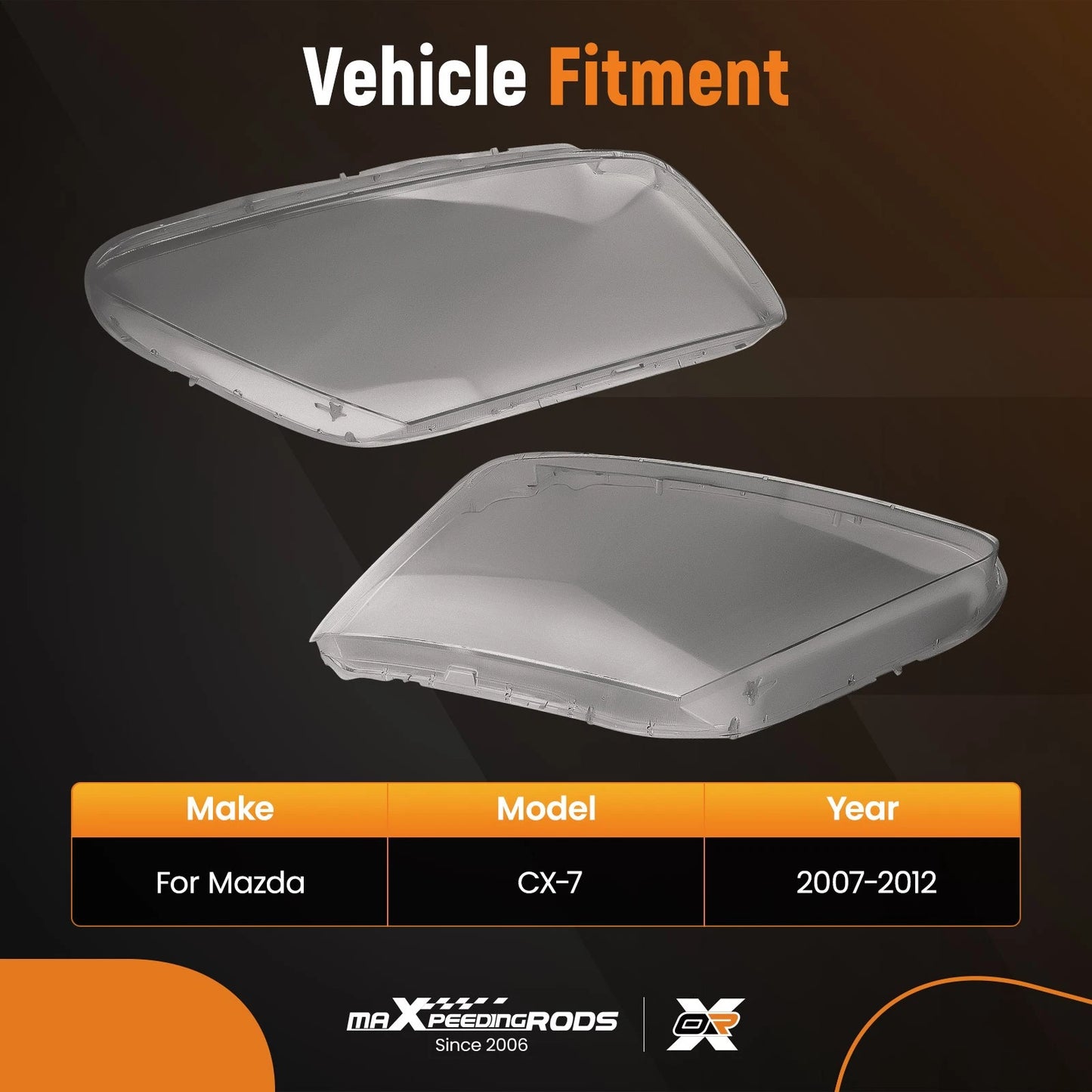 Headlight Lens Cover for Mazda CX-7 (2007–2012) Front Left/Right Clear