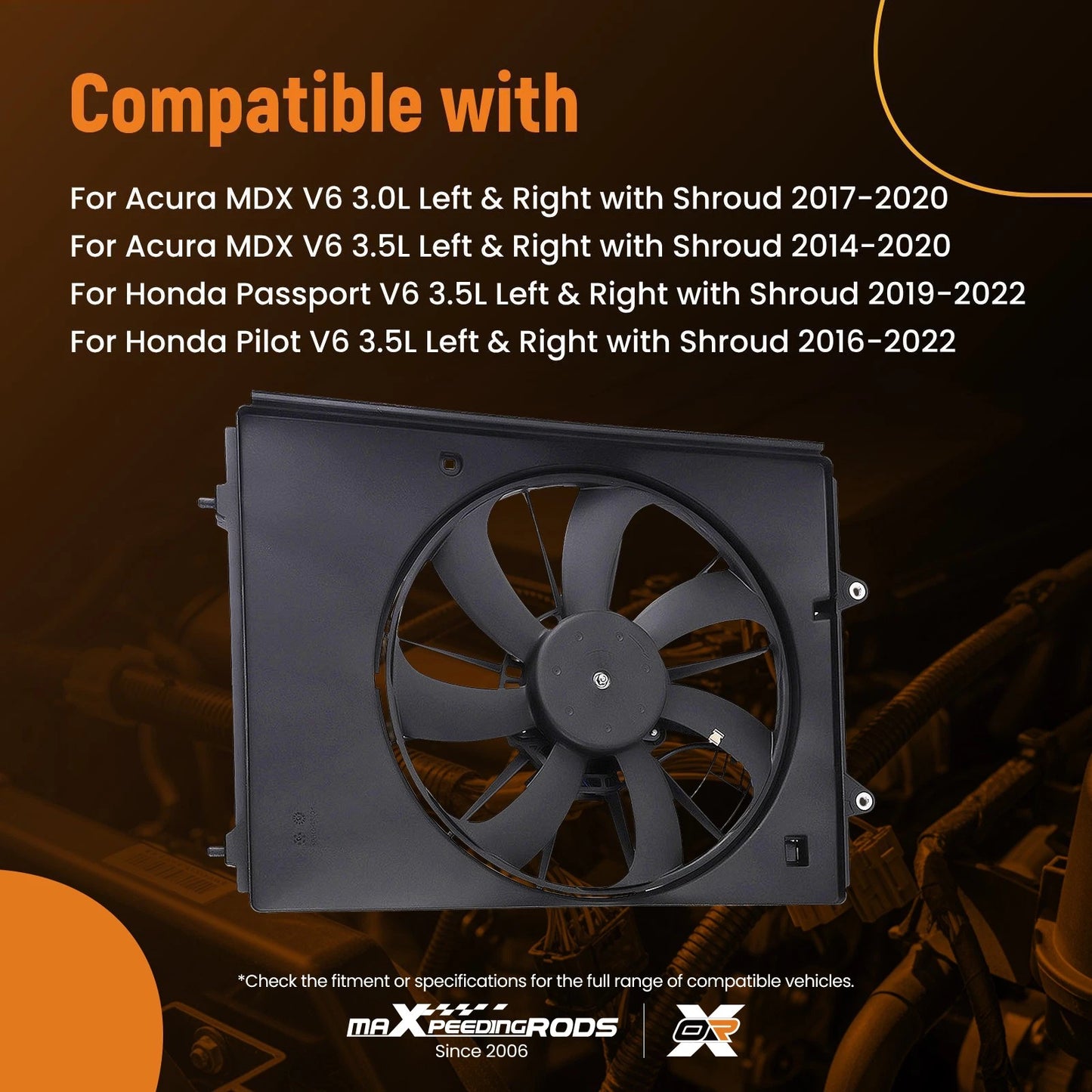 Electric Radiator Cooling Fan Set for Acura MDX Honda Passport (2014–2022)