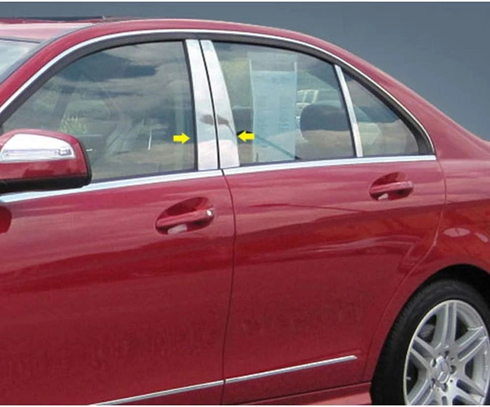 Luxury Chrome Pillar Post Trim 4pc for 2008–2011 Mercedes C-Class