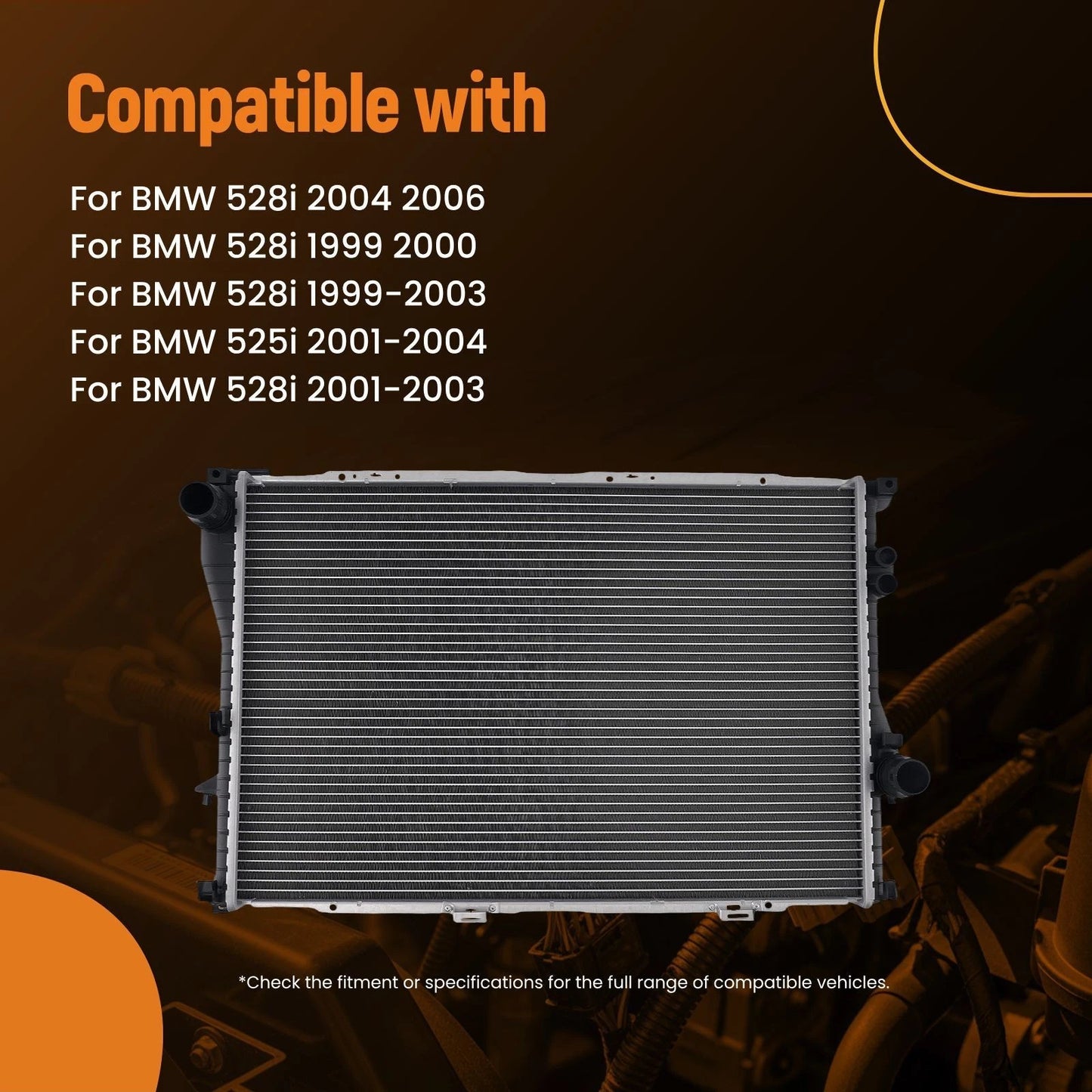 Coolant Radiator for BMW 525i/528i/540i (1999–2006)