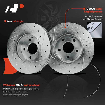 6x Front Drilled Brake Rotors & Pads for Mercedes C250 C300 (2008–2015)