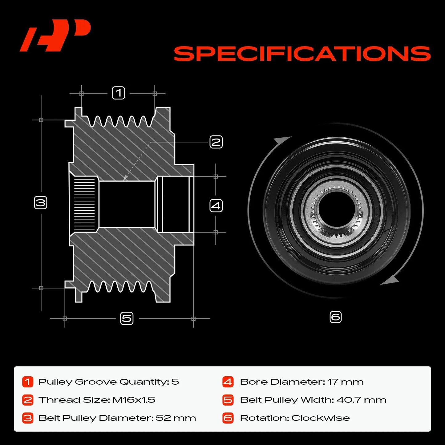 Alternator Clutch Pulley for Mercedes-Benz CLA250 CLA45 AMG (2014–2018)