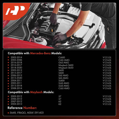 12x Iridium Platinum Spark Plugs for Mercedes-Benz S65 AMG (2015–2020)