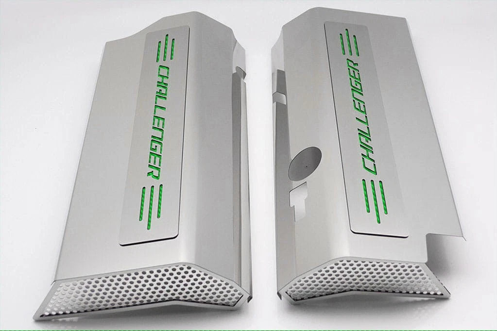 Fuel Rail Covers w/Green CF Vinyl "Challenger" Inlay for 08-11 SRT8 w/OE Intake