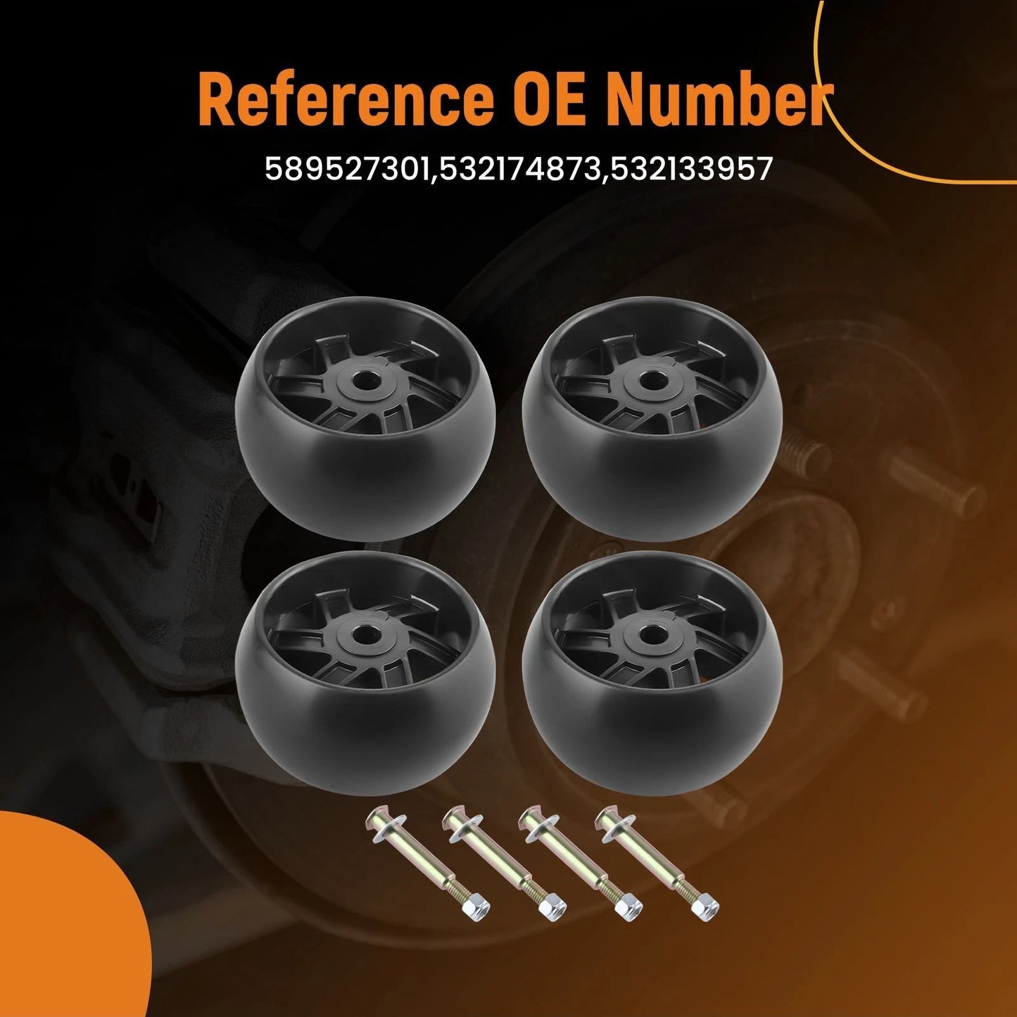 4-Pc Deck Wheels and Hardware for Husqvarna AYP Sears (2010–2010)