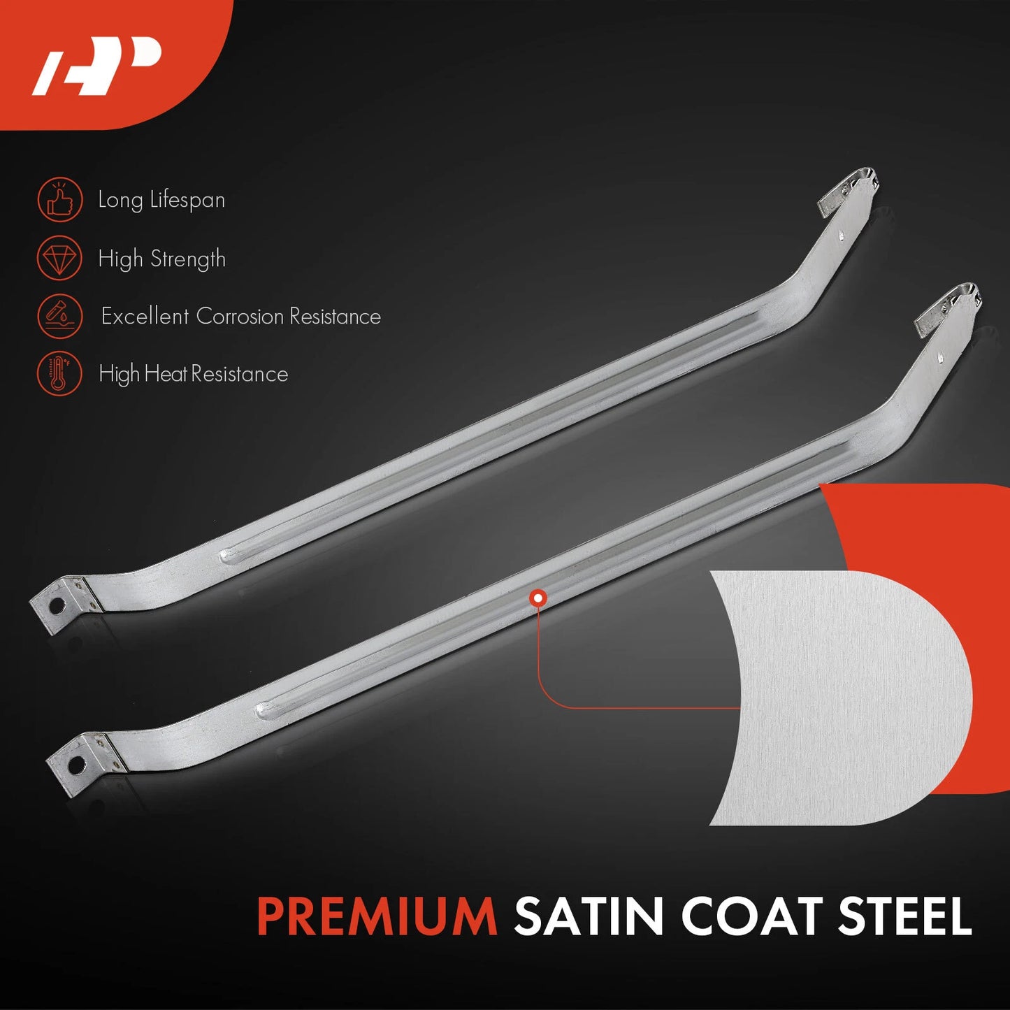 2X Steel Fuel Tank Straps for Chevrolet Chevy II (1968–1972)