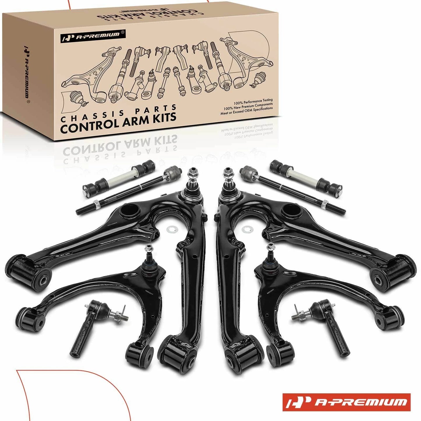 10x Front Control Arm, Sway Bar Link & Tie Rod for Chevy GMC Silverado 