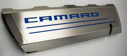 Top Plates w/Dark Blue Vinyl "CAMARO" Inlay for 16-20 Camaro SS w/ACC Fuel Rails