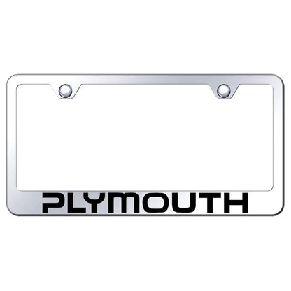 Laser Etched on Mirrored License Plate Frame - Officially Licensed for Plymouth