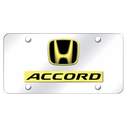 Dual Gold on Chrome License Plate - Officially Licensed for Honda Accord