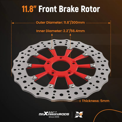 11.8" Front Brake Rotor Disc Pair for Harley Touring Trike Softail Dyna (2010–2024)