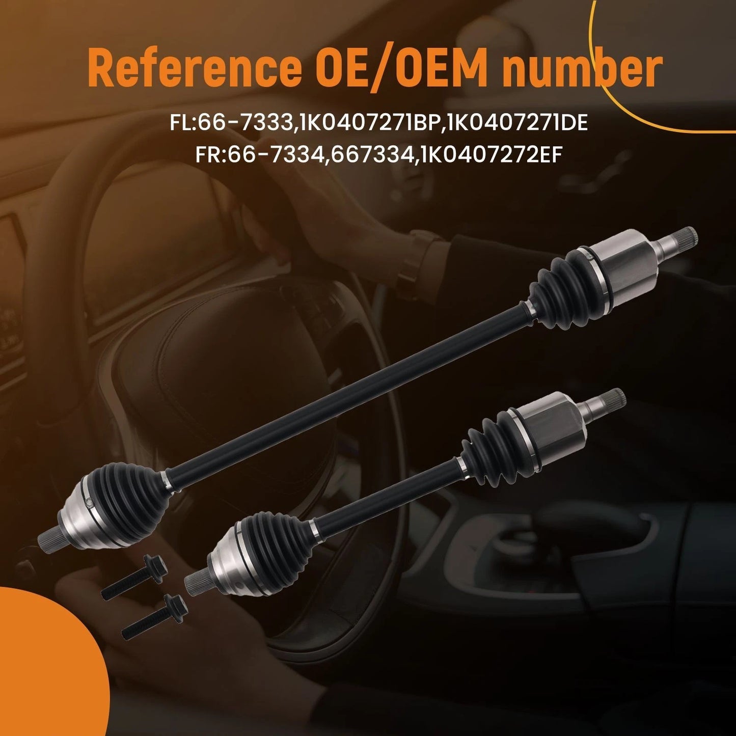Front CV Axle Shaft Joint Assembly Pair for VW Golf Jetta Passat (2005–2018)