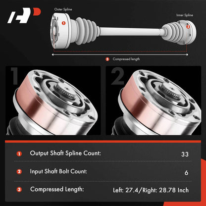 2X Rear CV Axle Assembly for Chevy Camaro (2016–2023) Manual Trans