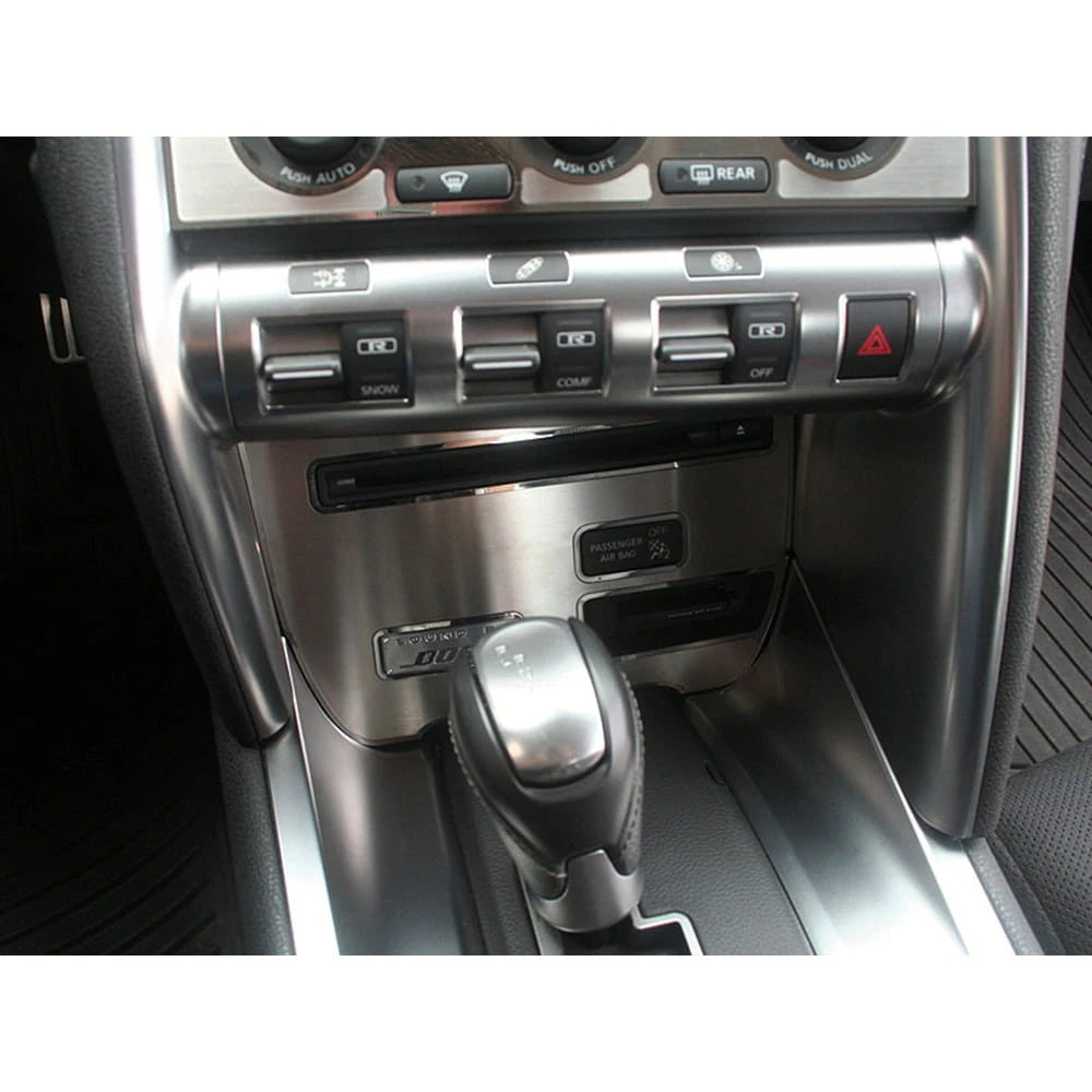 CD Player Trim Plate Polished Stainless Steel for Nissan GT-R (2010–2013)
