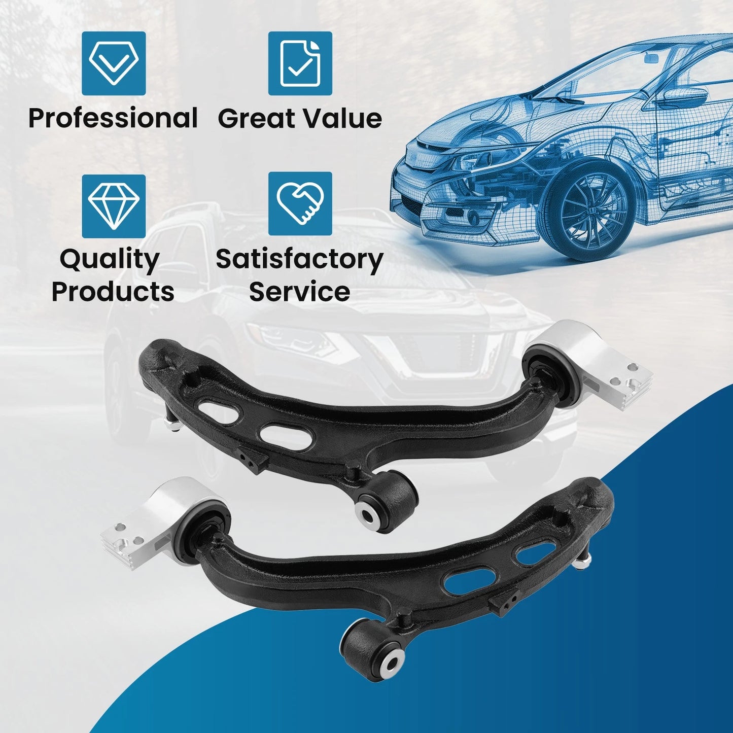 2x Front Lower Control Arm Suspension Kit for Lincoln MKS MKT (2009–2019)