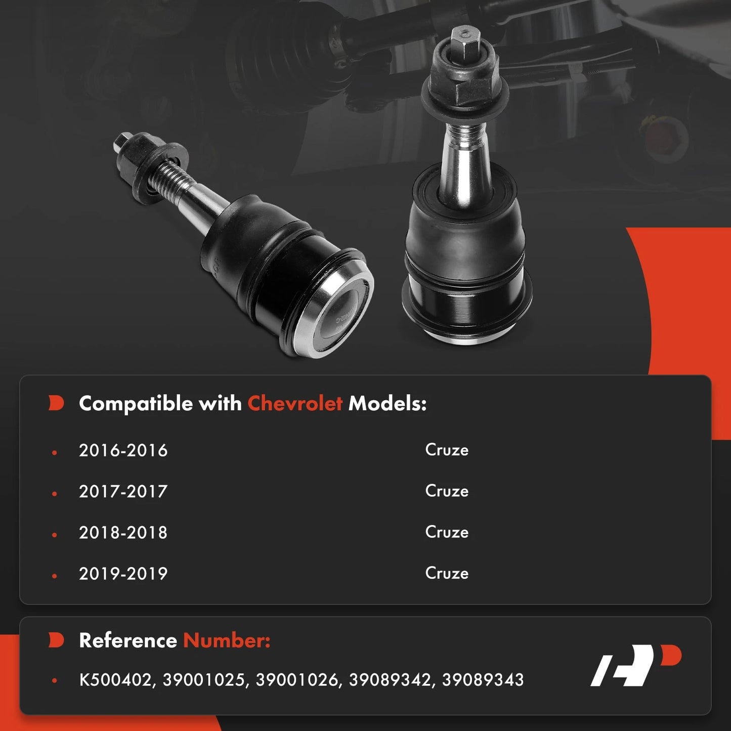 2X Front Lower Side Ball Joint for Chevrolet Cruze (2016–2019)