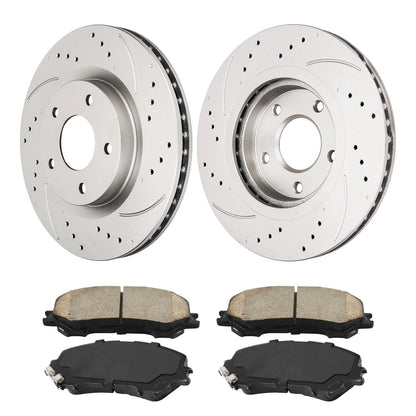 Front Brake Rotors and Ceramic Pads Kit for Nissan Rogue (2014–2017)