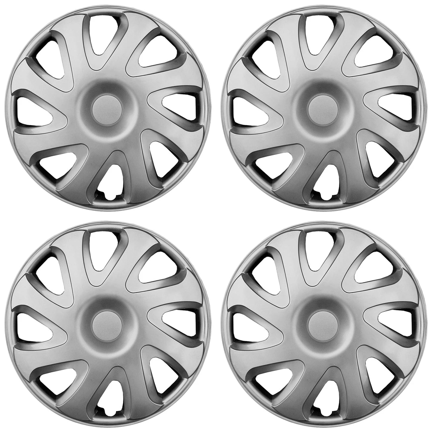 14" Silver Push-On Wheel Cover Hubcaps for Steel Wheels - Bulldog (Toyota) Style