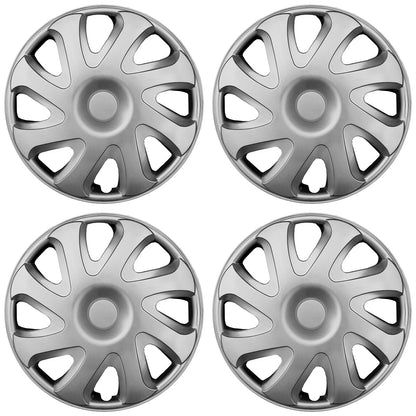 14" Silver Push-On Wheel Cover Hubcaps for Steel Wheels - Bulldog (Toyota) Style