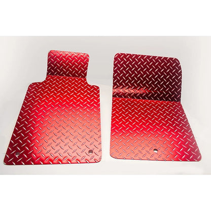 Diamond Plate Show Floor Mats Red Powder Coated for 2004 Chevrolet Corvette